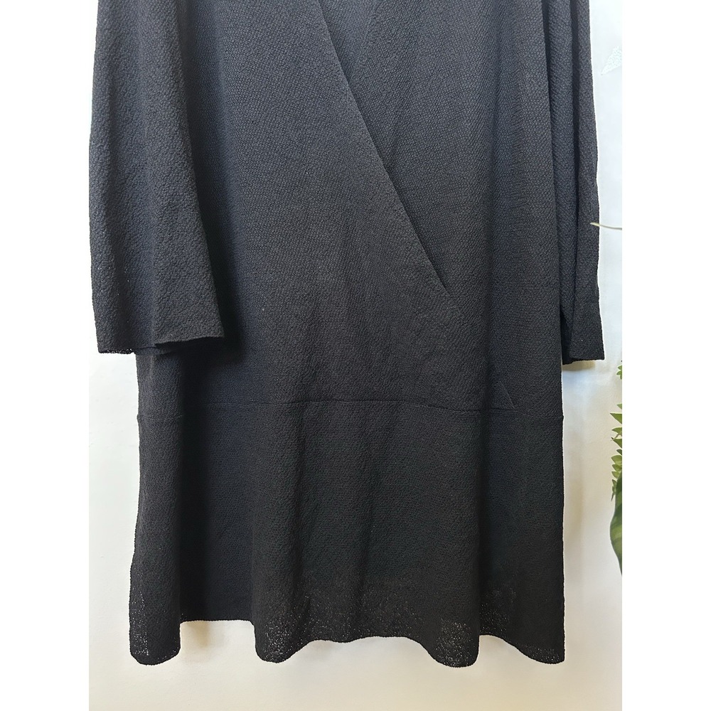 Eileen Fisher Black Knit Wool Tunic Sweater Surplice VNeck Oversize Lagenlook 3X - Picture 3 of 6